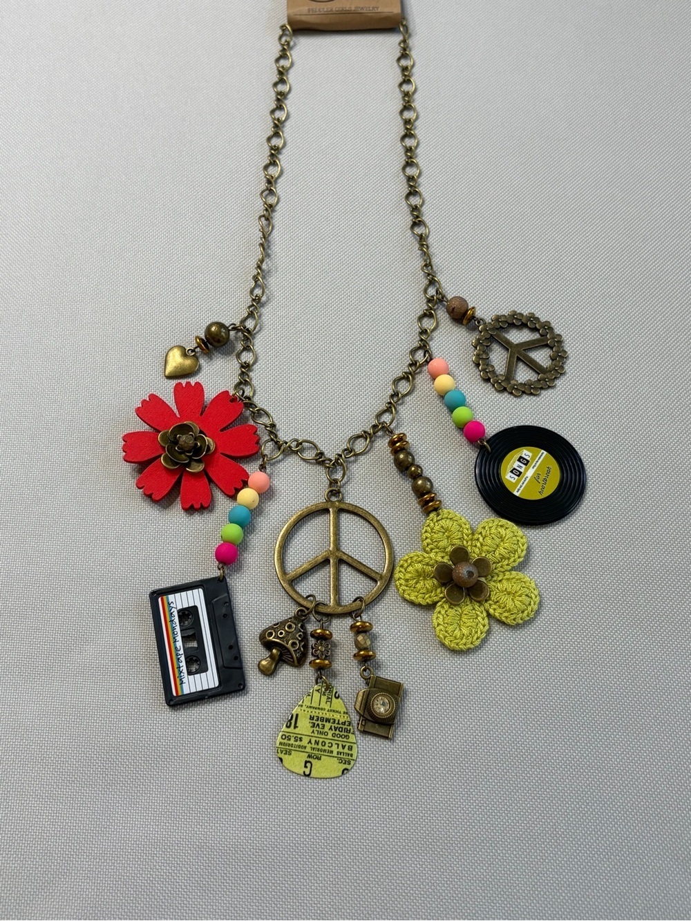 NWT Spin the Record Groovy Charm Necklace Primitive Peddler - Picture 2 of 6